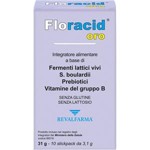 Revalfarma Floracid Orosolubile - Integratore Alimentare con Fermenti Lattici, Inulina e Vitamine - 10 Bustine da 4,5 g