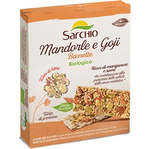 Sarchio Snack Mandorle e Goji 80g - Senza Glutine, Fonte di Fibre e Proteine, Adatto a Vegani
