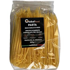 GLOBAL FOOD Spaghetti di Mais Giallo e Riso 500 g - Senza Glutine e Senza Additivi