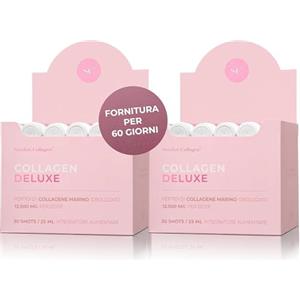 Swedish Collagen Collagen Deluxe 30 Shots x 2 I Bundle a 8 settimane I 12500 mg di collagene marino (tipo I e III) I acido ialuronico, biotina, vitamina C I senza zucchero - 8 Week Supply