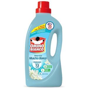 Omino Bianco - Detersivo Lavatrice Liquido, 35 Lavaggi, Rispetta Colori e Tessuti, Fresco Profumo con Essenza di Muschio Bianco, 1400 ml