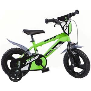 DINO BIKES Bici per Bambini 2-4 Anni Bicicletta 12 Pollici MTB Boys Verde Con Rotelline Stabilizzatrici