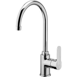 Paffoni Miscelatore Lavello Cucina Blu180CR - Canna Alta Girevole in Ottone Cromato con Flessibili Inox