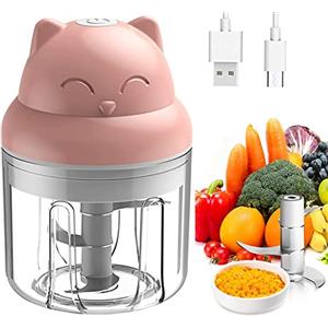 Generic Tritatutto Elettrico da 23W, Forma Gatto,Ricaricabile USB, Mini frullatore,per Alimenti Aglio, Pepe, spezie, 250ml, con Lame in Acciaio, Piccolo Robot da Cucina,Bambini