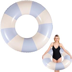 Kiperline Anello di Nuoto Gonfiabile Salvagente Adulto Vintage a Righe Ciambella Salvagente Gonfiabile per Adulti e Bambini Anelli da Nuoto per Festa in Piscina Estiva Diametro Gonfiato 75 cm