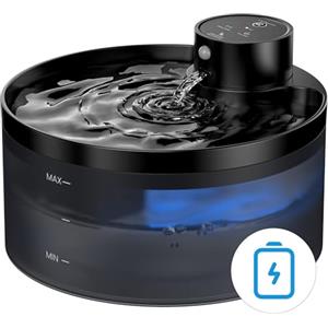 GIOTOHUN Fontanella per Gatti Senza Fili: Fontana per Gatti con Sensore di Movimento - 3.2L Fontanella Gatto - Dispenser Acqua gatto 4200 mAh Batteria - Distributore Acqua Ricaricabile - Nero