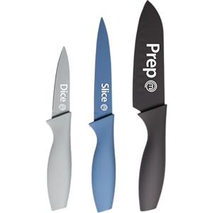 MasterChef Set Coltelli da Cucina Professionali - 3 Pezzi in Acciaio Inox con Lama Affilata e Manici Blu, Lavabili in Lavastoviglie