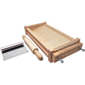 Orso Chef Chitarra Per Pasta Fresca Con Mattarello In Legno Spaghetti Fettuccine Tagliatelle Artigianale Abruzzese Con Spatola Tagliapasta Inclusa, Corde In Acciaio Inox - Made In Italy