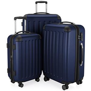 HAUPTSTADTKOFFER - SPREE - Set di 3 valigie, Valigie rigide, Trolley con 4 doppie ruote, Bagaglio da viaggio opaco, Set da viaggio, TSA, (S, M e L), Blu scuro