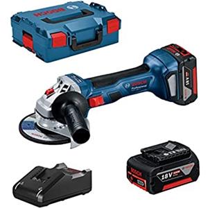 Bosch Professional 18V System Smerigliatrice angolare a batteria GWS 18V-7 (Ø disco 125 mm, incl. 2 batt. 4,0Ah, GAL 18V-40,impugn. suppl., L-BOXX)