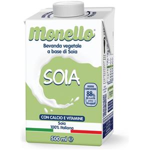STERILFARMA Monello Soia Bevanda Vegetale 500ml - Ricca di Vitamine e Calcio, Alternativa Vegana per Tutta la Famiglia