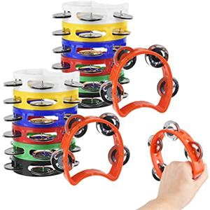 OTYMIOW Tamburello Mezzaluna a Mano Multicolore 14PZ Natale Tamburello a Percussione Campanelle Kristen Campane per Strumenti Musicali Natale Strumento Ritmico Sonaglio Campane a Mano per Artigianato