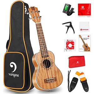 Vangoa Soprano Ukulele 21 pollici Mogano Legno Acustico Ukulele Hawaii Ukes con Kits per Principianti