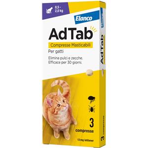 Elanco AdTab Antiparassitario Per Gatti da 0,5 a 2 Kg 3 Compresse 12 Mg