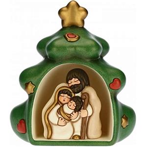 THUN - Mini Presepe Completo in Albero di Natale - Decorazioni Natale Casa - Linea Presepe Classico - Ceramica - 23 h cm