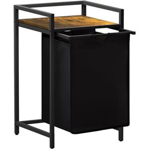 Lifewit Cesto Portabiancheria 69L, Mobile Biancheria Sporca con 1 Sacco Porta Biancheria in Tessuto Oxford e Ripiano in Metallo per Lavanderia, Camere da Letto, Bagno, Dormitori, Nero