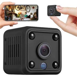 CJBIN Mini fotocamera, 1080p WLAN telecamera di sorveglianza interna mini mini fotocamera a 180° con registrazione, app per cellulare per micro camera interna, mini telecamera Wi-Fi con sensore di