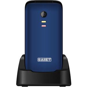 SAIET - Cellulare per Senior Facile e Intuitivo da Usare SCUDOtre - Telefono per Anziani con Tasti e Caratteri Grandi - Audio Amplificato e SOS - Blu