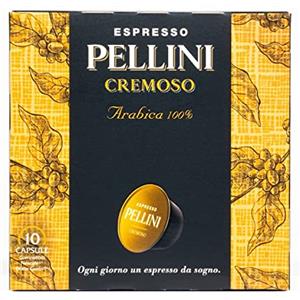 Pellini Cremoso 100% Arabica, 60 Capsule Compatibili Dolce Gusto, Cremoso con Note Floreali e Fruttate, Miscela 100% Arabica a Tostatura Media, 6 Confezioni da 10 Capsule