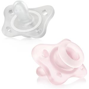 Chicco PhysioForma Ciuccio in Silicone 0-2 Mesi, 2 Pezzi, Set Gommottini 0-2 Mesi, Supportano la Respirazione Fisiologica e Favoriscono il Corretto Sviluppo della Bocca, Morbidi e Resistenti, Rosa
