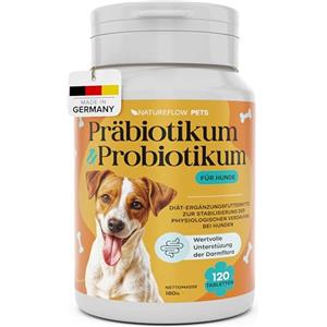 Natureflow Probiotici Cani - Integratore Digestivo Naturale - Probiotici Cane per Salute Intestinale - Benessere Quotidiano con Probiotici per Cani BAU - 120 Compresse