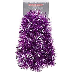 Christmas Concepts® 3m / 9.8ft Orpello di Natale grosso/fine - Decorazioni natalizie - Tinsel di alta qualità (Viola e argento)