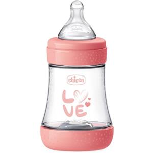 Chicco Perfect 5 Biberon Anticolica 150 ml, Flusso Lento 0 Mesi + con Tettarella in Morbido Silicone, Biofunzionale con Intui-flow System, Rosa