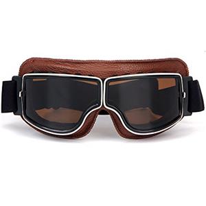 League&Co Occhiali di Protezione Occhiali Moto occhiali da Aviatore Occhiali Motocross Casco Vintage Classico Pilot Biker Cruiser per Harley Harley-Davidson Dyna Touring Trike Sportster PU Pelle
