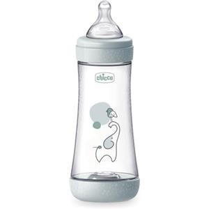 Chicco PERFECT 5 Biberon Anticolica da 300 ml, Biberon Flusso Veloce da 4 Mesi + con Tettarella in Morbido Silicone, Biberon simil seno materno, Biberon anticolica per allattamento misto, Grigio