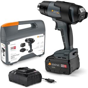 Steinel Pistola termica a batteria MobileHeat MH5, con batteria Metabo 5,5 Ah CAS 18 V, ventilatore ad aria calda professionale senza fili in valigia, tempo di riscaldamento 4 secondi, 50-500 °C, 300