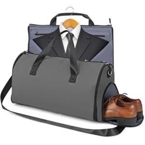 GIANTEX Borsa da trasporto 2-In-1 convertibile con tasca per scarpe, borsa da viaggio per viaggi d'affari/fine settimana/palestra 50L per uomini donne (Grigio Scuro)