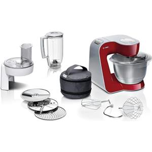 Bosch Planetaria Robot da Cucina MUM5, Ciotola in Acciaio da 3.9 L, 7 Velocità, 1000 W, Rosso