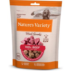 Nature's Variety Meat Chunks Snack Liofilizzati per Cani - 50 g di Carne di Manzo 100% Naturale