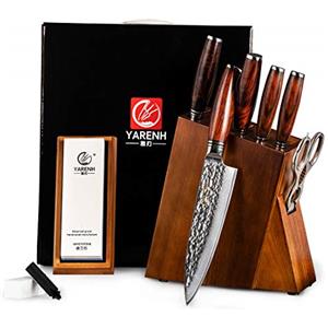 Yarenh Set Coltelli Professionali Cucina 5 Pezzi,Coltelli Cucina Set en Lama in Acciaio Damasco Giapponese,Coltello da Cucina,Coltelli Professionali Chef,Coltelli Giapponesi
