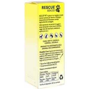 Schwabe Pharma Rescue Pet Gocce 10 ml - Integratore Rilassamento Senza Alcol per Cani e Gatti