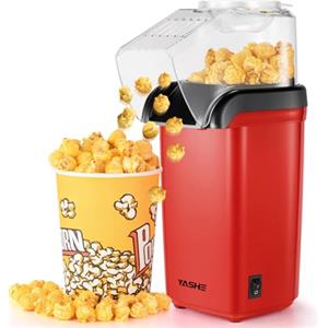 YASHE Macchina Popcorn, 1200 W Macchina Pop Corn ad Aria Calda, Macchina per Popcorn in 2 Minuti, Sano e senza olio per le serate di cinema, Rosso