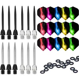 ToBeIT 12 Pezzi Metallo Freccette Punta in Acciaio (Dart Steel Points) - 4 Set Punte per Freccette 2BA Filettatura con O Rings
