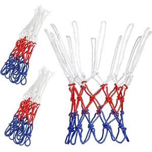 GOIEHIR 3 Pezzi Rete, Canestro da Pallacanestro Blu Rosso Bianco, Canestro per Uso Interno o Esterno, Rete di Ricambio Professionale