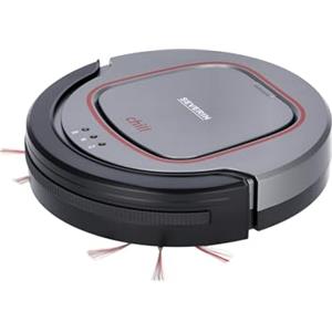 SEVERIN Chill RB 7025 Robot aspirapolvere automatico autonomia 90 minuti, Aspirapolvere robot per pavimenti con sensore scalini, Robot aspirapolvere per tappeti, grigio/nero/rosso