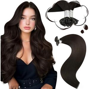 Moresoo Extension Capelli Veri Cheratina Castano Remy Extension Cheratina Capelli Veri Castano Scuro #2 35 cm 40g 50 Ciocche