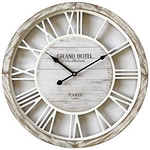 Rebecca Mobili Orologio da decorazione, orologio grande di legno, stile shabby, con numeri romani - Diametro 50 cm x P 4,5 cm - Art. RE6140