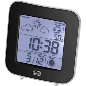 Trevi ME3106 Black Mini Barometro Stazione Meteo FasiLunari Temperatura Igrometro Calendario Sveglia