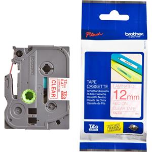 Brother TZE-132 Nastro Laminato 12mm x 8m Rosso su Trasparente - Compatibile con P-Touch