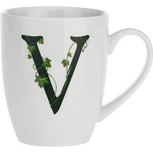 La Porcellana Bianca - Tazza Mug Lettera V in Stoneware da 380 CC, Elegante Idea Regalo per Arredo Casa e Cucina