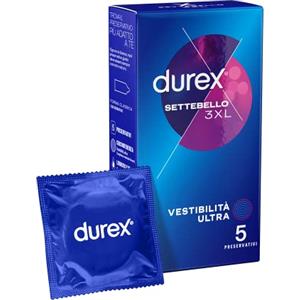 Durex Preservativi Settebello 3XL, 5 Profilattici Extra-Large