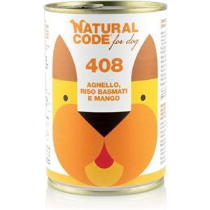 Natural Code 408 Cibo Umido per Cani - Agnello, Riso Basmati e Mango 400g