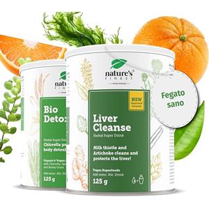 Nature's Finest by Nutrisslim Fegato Sano 250g per 1 mese - BIO Detox e Liver Cleanse - Mix Superfood Naturale con Cardo Mariano, Estratto di Carciofo, Spirulina, Clorella