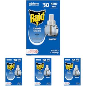 Raid Liquido Elettrico Antizanzare Comuni e Tigre, Ricarica, Inodore, 1 Confezione da 84ml, 30 Notti