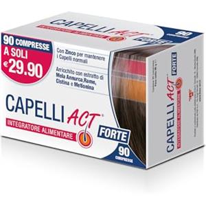 linea ACT Capelli Act Forte, Integratore Alimentare a base di Zinco e con Estratto di Mela Annurca, Rame, Cistina e Metionina, 1 Confezione da 90 Compresse