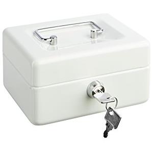 Alco-Albert 840-10 - Cassetta portamonete con serratura piccola, 152 x 119 x 76 mm, cassetta con inserto per monete, 2 chiavi, bianco